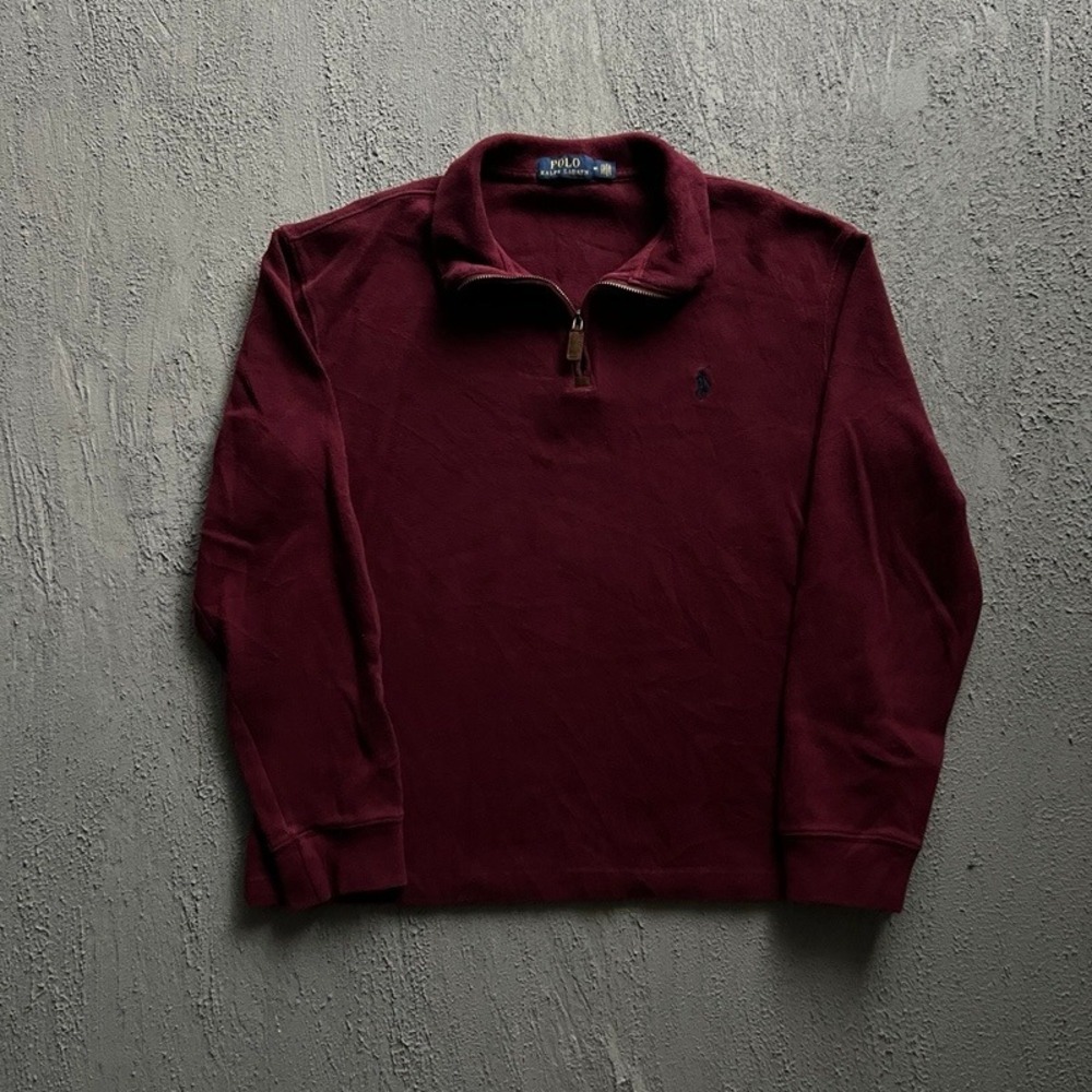 Polo Ralph Lauren 1/4 Zip Sweatshirt Medium Burgundy Pullover Sweater